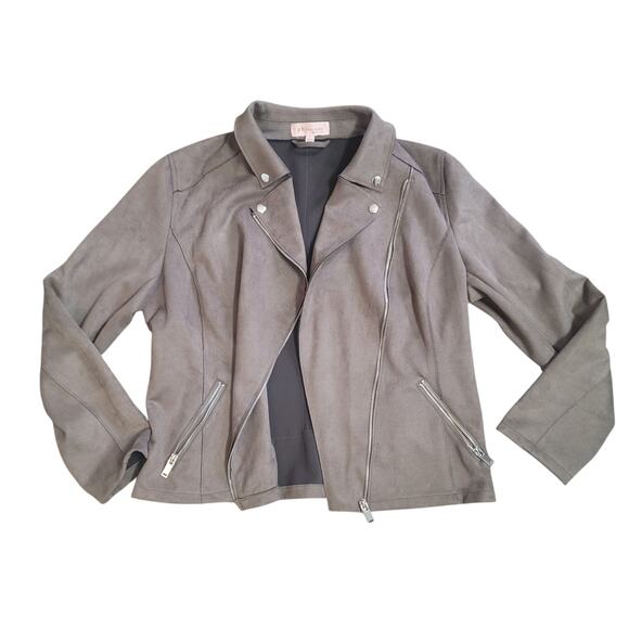 Philosophy Women's Faux Suede Moto Jacket SZ L - Picture 4 of 10